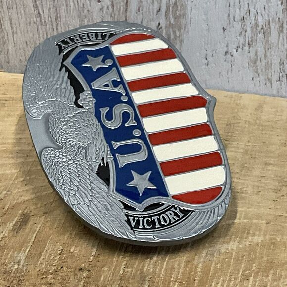 USA Eagle Crest Belt Buckle Mens 1983 Buckle Bakery Military Flag Patriotic - Picture 6 of 6